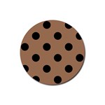 Polka Dots - Black on French Beige Rubber Round Coaster (4 pack)