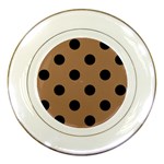 Polka Dots - Black on French Beige Porcelain Plate