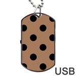 Polka Dots - Black on French Beige Dog Tag USB Flash (One Side)