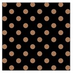 Polka Dots - French Beige on Black Large Satin Scarf (Square)