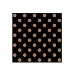 Polka Dots - French Beige on Black Satin Bandana Scarf