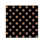 Polka Dots - French Beige on Black Small Satin Scarf  (Square)