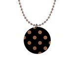 Polka Dots - French Beige on Black 1  Button Necklace