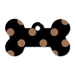 Polka Dots - French Beige on Black Dog Tag Bone (One Side)