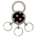 Polka Dots - French Beige on Black 3-Ring Key Chain