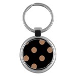 Polka Dots - French Beige on Black Key Chain (Round)