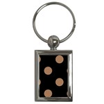 Polka Dots - French Beige on Black Key Chain (Rectangle)