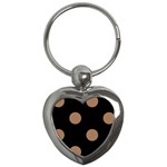 Polka Dots - French Beige on Black Key Chain (Heart)