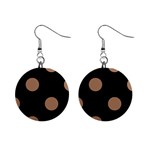 Polka Dots - French Beige on Black 1  Button Earrings