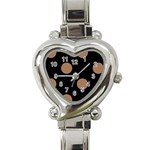 Polka Dots - French Beige on Black Heart Italian Charm Watch