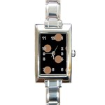 Polka Dots - French Beige on Black Rectangle Italian Charm Watch