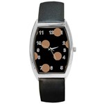 Polka Dots - French Beige on Black Barrel Style Metal Watch