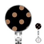 Polka Dots - French Beige on Black Stainless Steel Nurses Watch