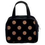 Polka Dots - French Beige on Black Classic Handbag (Two Sides)