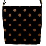 Polka Dots - French Beige on Black Flap Closure Messenger Bag (S)