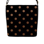 Polka Dots - French Beige on Black Flap Closure Messenger Bag (L)