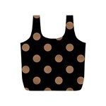 Polka Dots - French Beige on Black Full Print Recycle Bag (S)