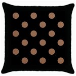 Polka Dots - French Beige on Black Throw Pillow Case (Black)