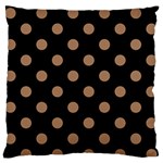 Polka Dots - French Beige on Black Large Flano Cushion Case (One Side)