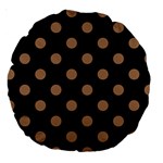 Polka Dots - French Beige on Black Large 18  Premium Round Cushion