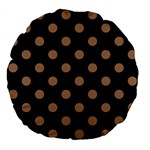 Polka Dots - French Beige on Black Large 18  Premium Flano Round Cushion