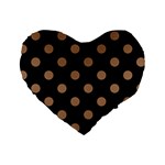 Polka Dots - French Beige on Black Standard 16  Premium Heart Shape Cushion