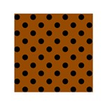 Polka Dots - Black on Brown Small Satin Scarf  (Square)