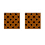 Polka Dots - Black on Brown Cufflinks (Square)