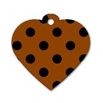 Polka Dots - Black on Brown Dog Tag Heart (One Side)