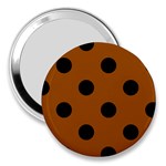 Polka Dots - Black on Brown 3  Handbag Mirror