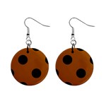 Polka Dots - Black on Brown 1  Button Earrings