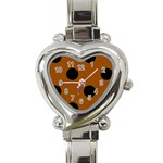 Polka Dots - Black on Brown Heart Italian Charm Watch