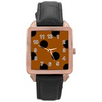 Polka Dots - Black on Brown Rose Gold Leather Watch