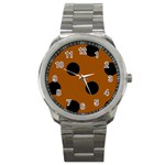 Polka Dots - Black on Brown Sport Metal Watch