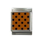 Polka Dots - Black on Brown Italian Charm (13mm)