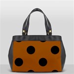 Polka Dots - Black on Brown Oversize Office Handbag (One Side)