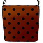 Polka Dots - Black on Brown Flap Closure Messenger Bag (S)