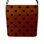 Polka Dots - Black on Brown Flap Closure Messenger Bag (L)