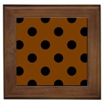 Polka Dots - Black on Chocolate Brown Framed Tile