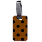 Polka Dots - Black on Chocolate Brown Luggage Tag (Two Sides)