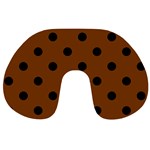 Polka Dots - Black on Chocolate Brown Travel Neck Pillow