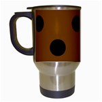 Polka Dots - Black on Chocolate Brown Travel Mug (Black)