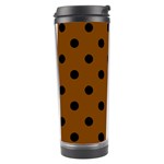 Polka Dots - Black on Chocolate Brown Travel Tumbler