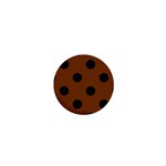 Polka Dots - Black on Chocolate Brown 1  Mini Button