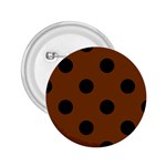 Polka Dots - Black on Chocolate Brown 2.25  Button