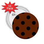 Polka Dots - Black on Chocolate Brown 2.25  Button (10 pack)