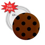 Polka Dots - Black on Chocolate Brown 2.25  Button (100 pack)