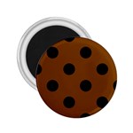 Polka Dots - Black on Chocolate Brown 2.25  Magnet