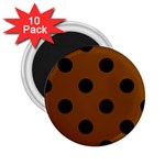 Polka Dots - Black on Chocolate Brown 2.25  Magnet (10 pack)