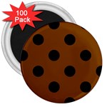 Polka Dots - Black on Chocolate Brown 3  Magnet (100 pack)